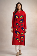 Red Appliqué Circle Kurti Front View