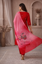 Red embroidered kurti back view