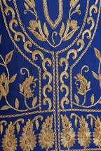 Royal Blue Mughal Embroidered Kurti Fabric Detail
