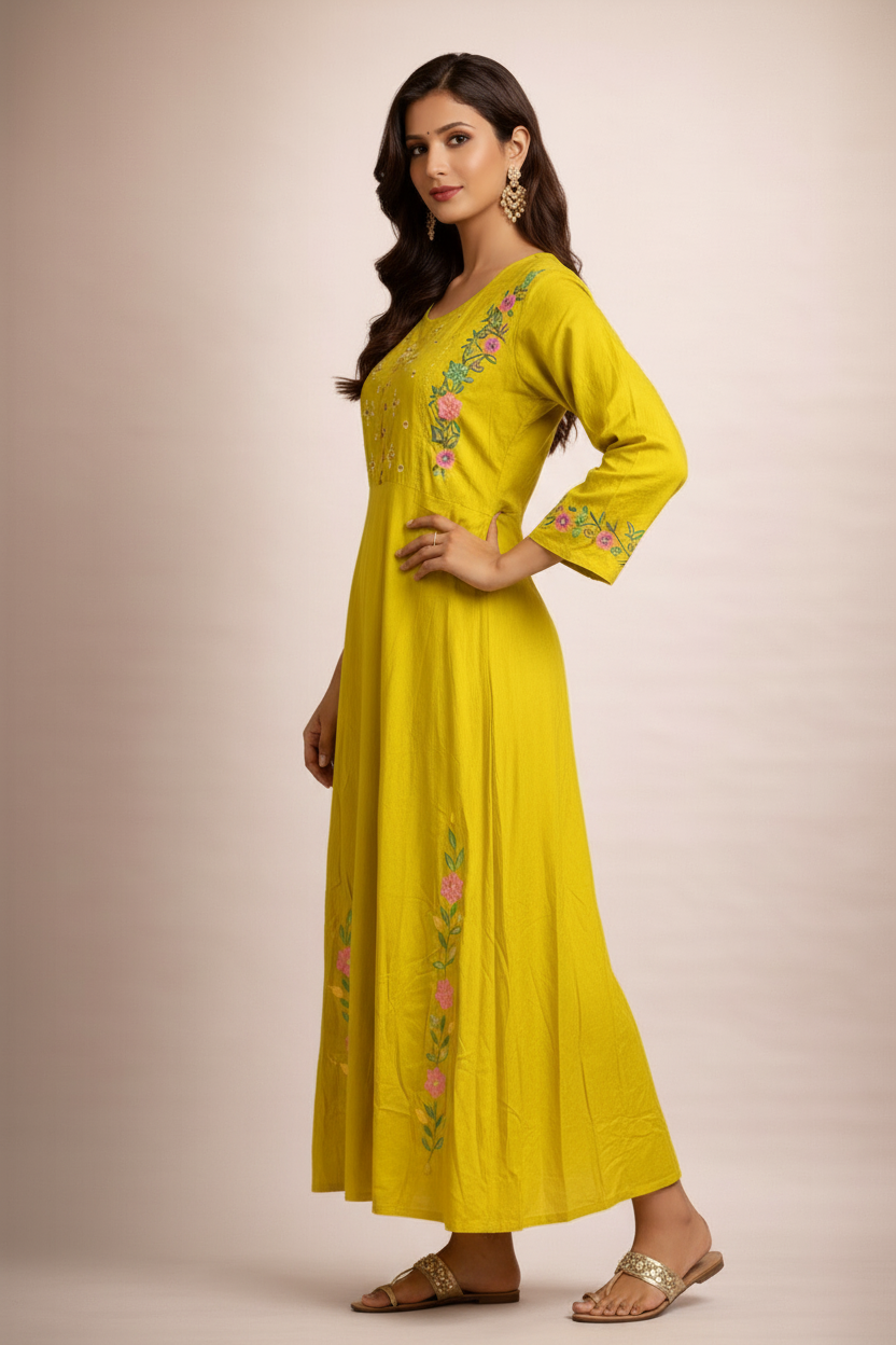 Side angle highlighting embroidered sleeve