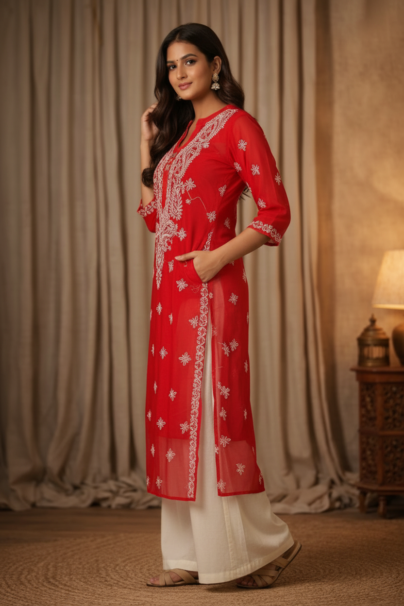 Side angle with embroidery details