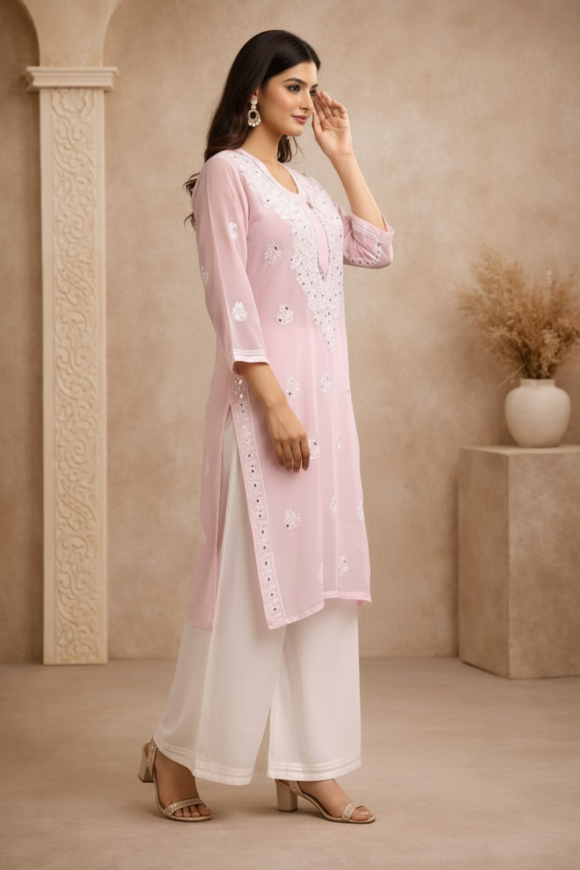 Side angle with embroidery details