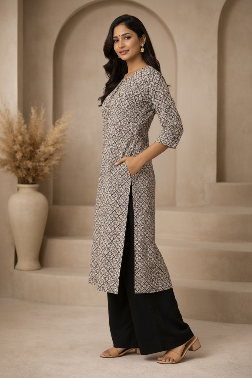 Side angle with pocket detail