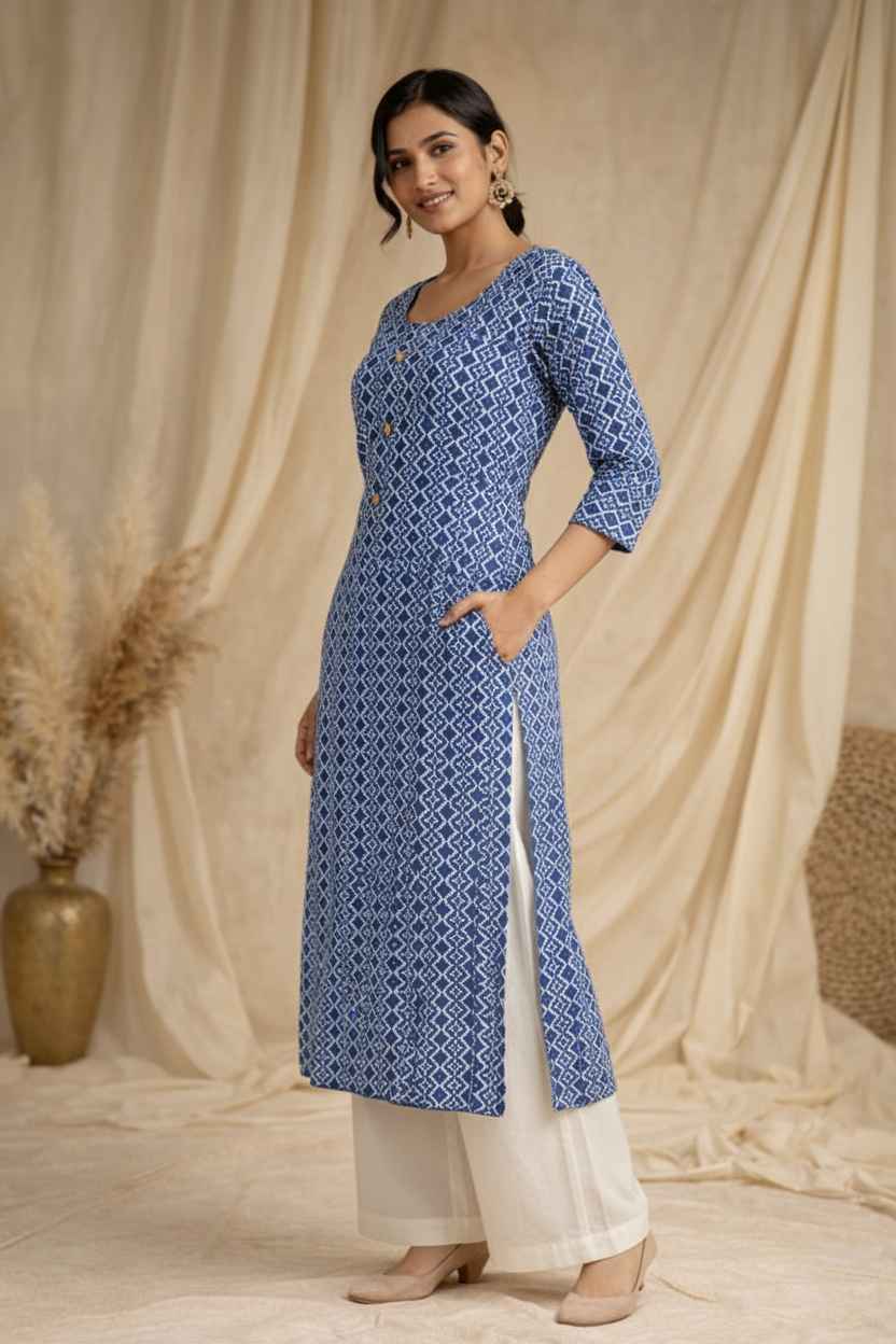 Side angle with pocket detail