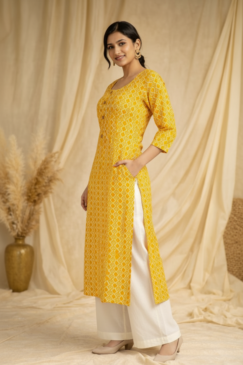 Side angle with pocket detail