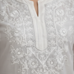 Silver embroidery detail close-up