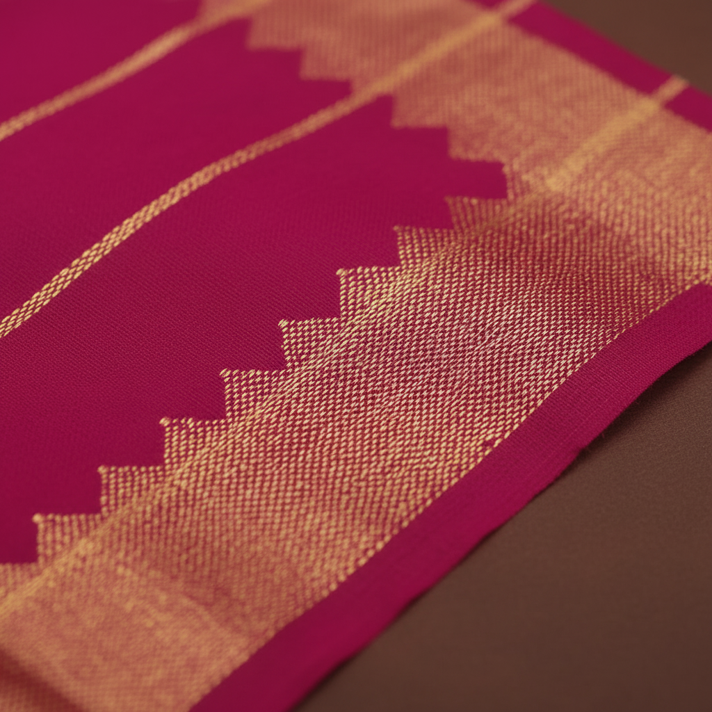 Texture shot – Mangalgiri weave & zari border