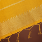 Texture shot – mustard yellow silk weave & gold zari stripes