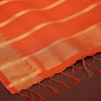 Texture shot – orange silk weave & gold zari stripes