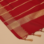 Texture shot – red silk weave & gold zari zigzag