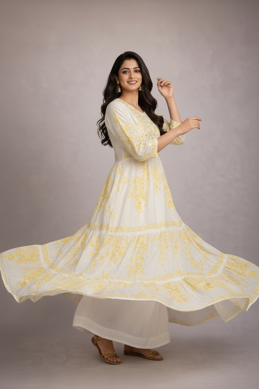 Twirl pose with flowing layers