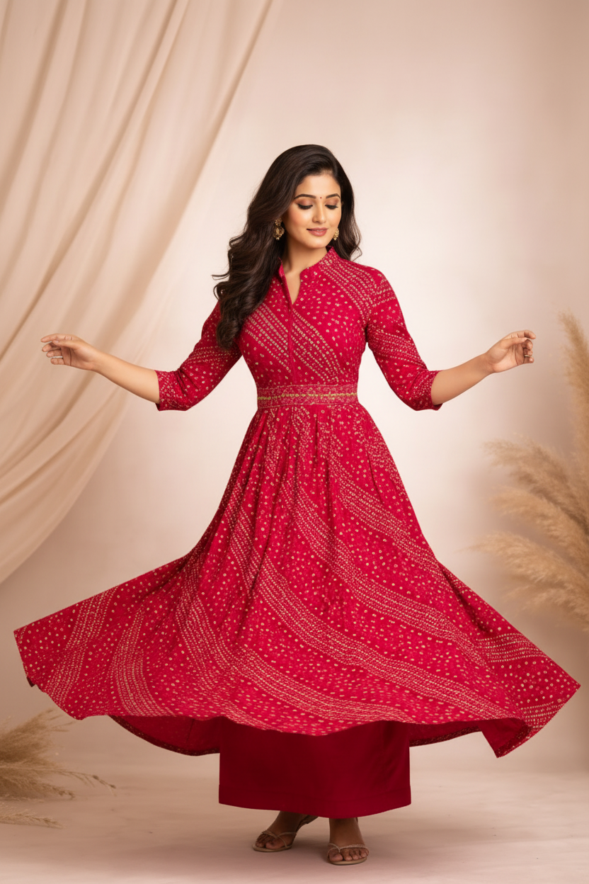 Twirl showing bandhani pattern