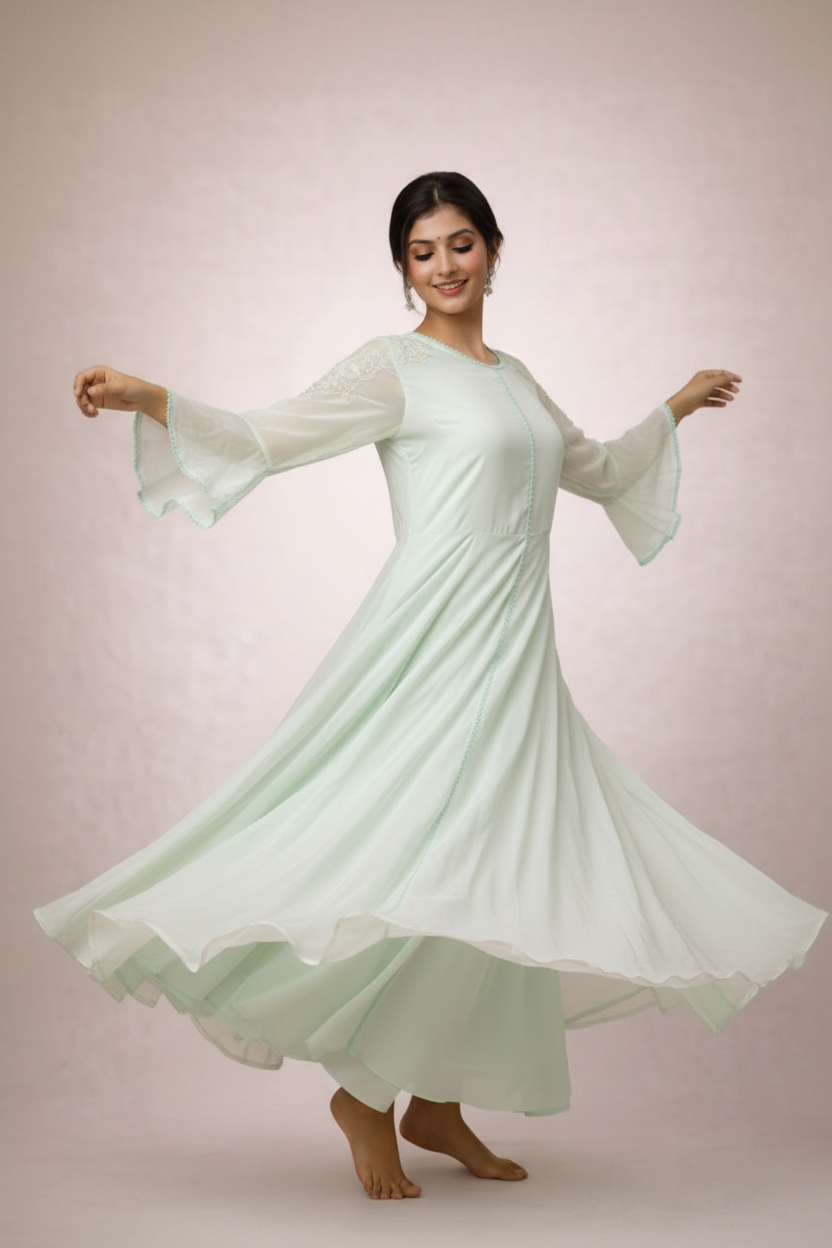 Twirl showing bell sleeve movement