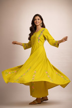 Twirl showing floral hem embroidery