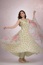 Twirl showing floral print and dupatta