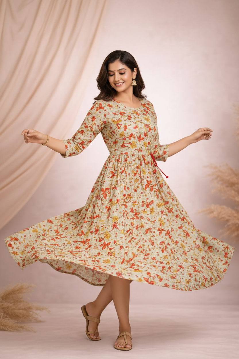 Twirl showing full floral print