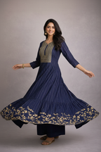 Twirl showing gold floral hem