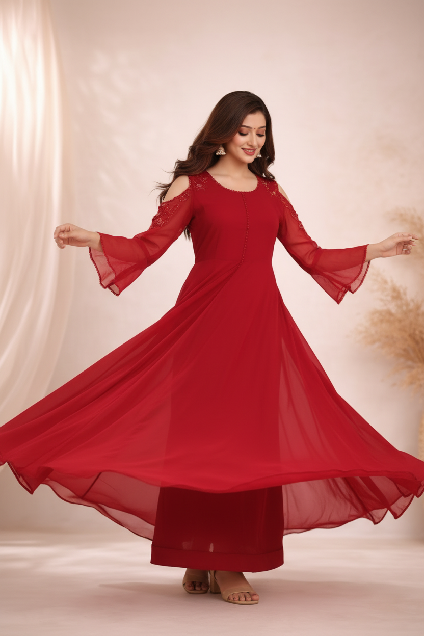 Twirl showing ruffle sleeves