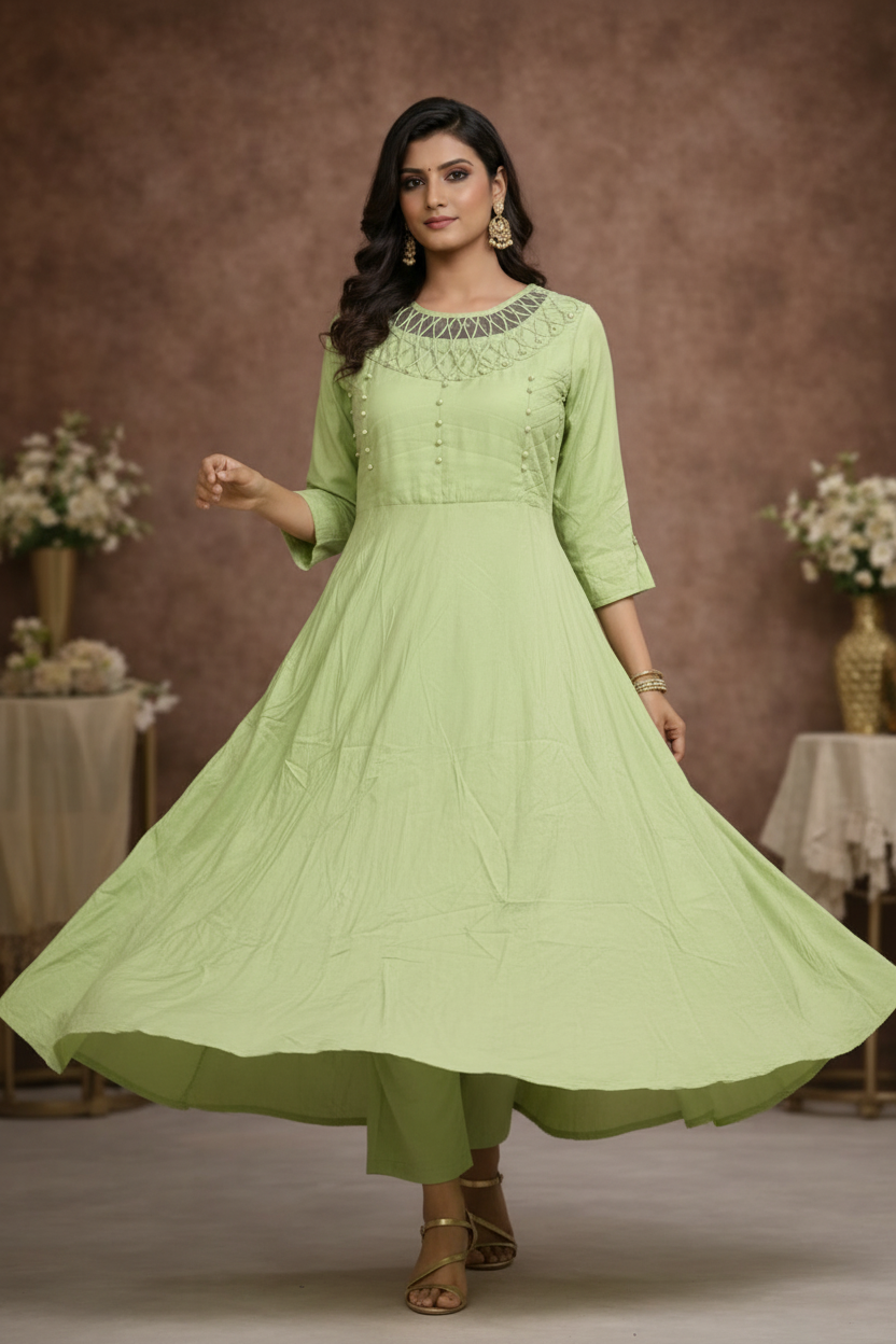 Twirling pose with skirt flow