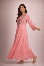 Walking pose with bell sleeve detail