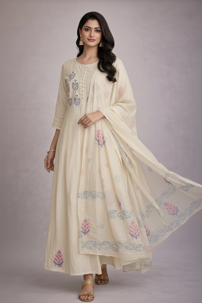 Walking pose with flowing dupatta