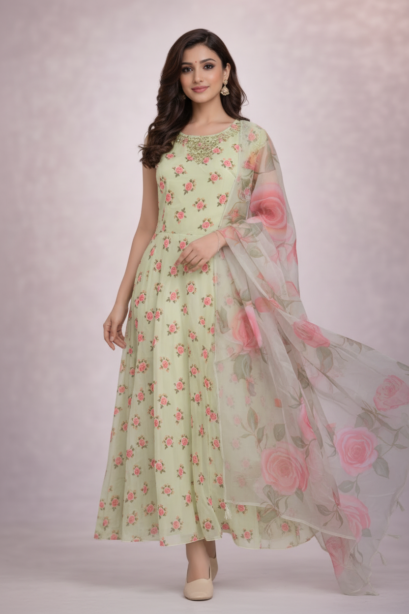 Walking pose with flowing dupatta