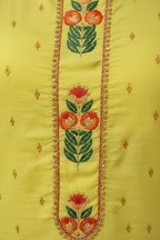 Yellow embroidered kurti close-up