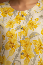 Yellow floral kurti close-up